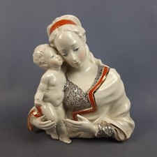Scultura Porcellana Capodimonte Aurora Donna Con Bambino Statua Vintage 1970