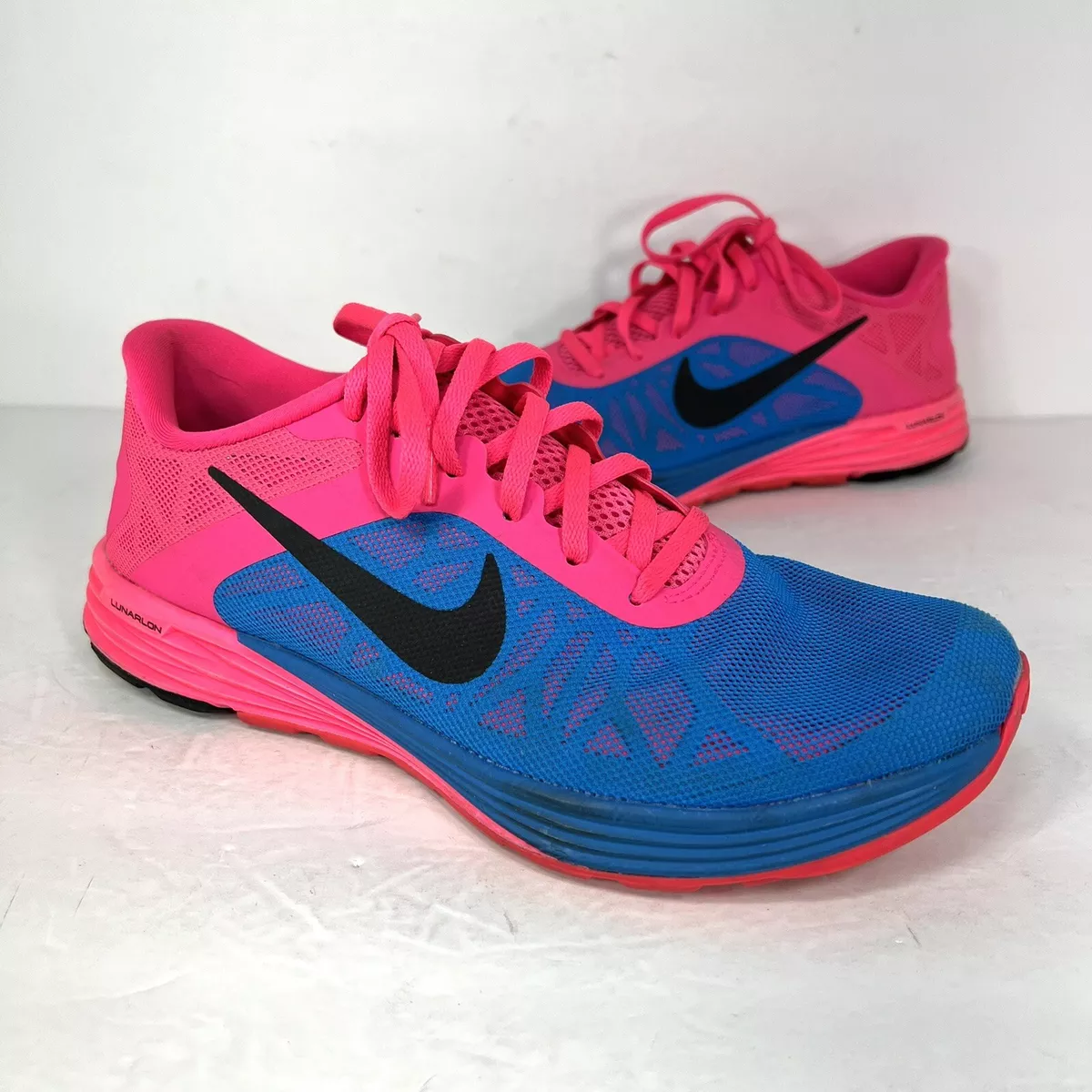 Nike Lunarlon Lunar Launch Women&#039;s Running Shoes 654916-402 Pink Blue | eBay