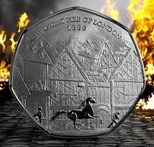 THE GREAT FIRE OF LONDON 1666 Silver Commemorative Coin. Collection/Collectable