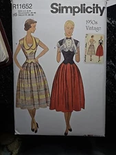 SIMPLICITY R11652 SEW PATTERN VINTAGE Top Skirt DRESSES RETRO 6-14