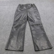 Aritzia Wilfred Pants Womens 8 Black High Waisted Vegan Leather Preppy Flare
