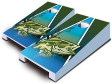 Large Mouth BASS Fish Fishing TABLETOP Cornhole Boards Game Set Mini Miniature