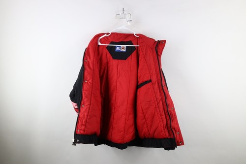 Vtg 90s Starter Mens 2XL Spell Out Detroit Red Wings Hockey Hooded Puffer Jacket - Picture 12 of 19