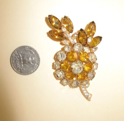 VINTAGE EISENBERG ICE AUTUMN COLORS FLOWER BROOCH 3''