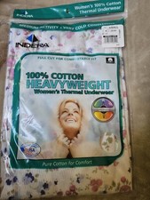 Indera 100 Cotton Thermal Medium Activity Very Cold Floral -Crew Women's Small