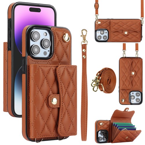 For iPhone 16 Pro Max/16 Pro/16 Purse Wallet Cover Crossbody RFID Blocking Case - Picture 14 of 18