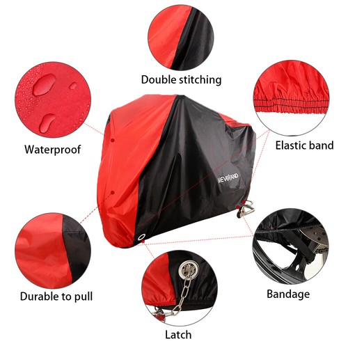 Large Waterproof Motorcycle Bike Cover Scooter Outdoor UV Rain Protector Black - Picture 4 of 11