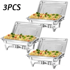 Stainless Steel Chafer Set Buffet Chafing Dishwith 8 Quart Food Pan silver Kit
