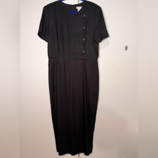Talbots,14, maxi, Linen Viscose faux button front seam bias, short sleeve dress