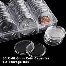 60Pcs Capsules 1oz American Silver Eagles ASE Air Tight Coin Holder Case H40 US
