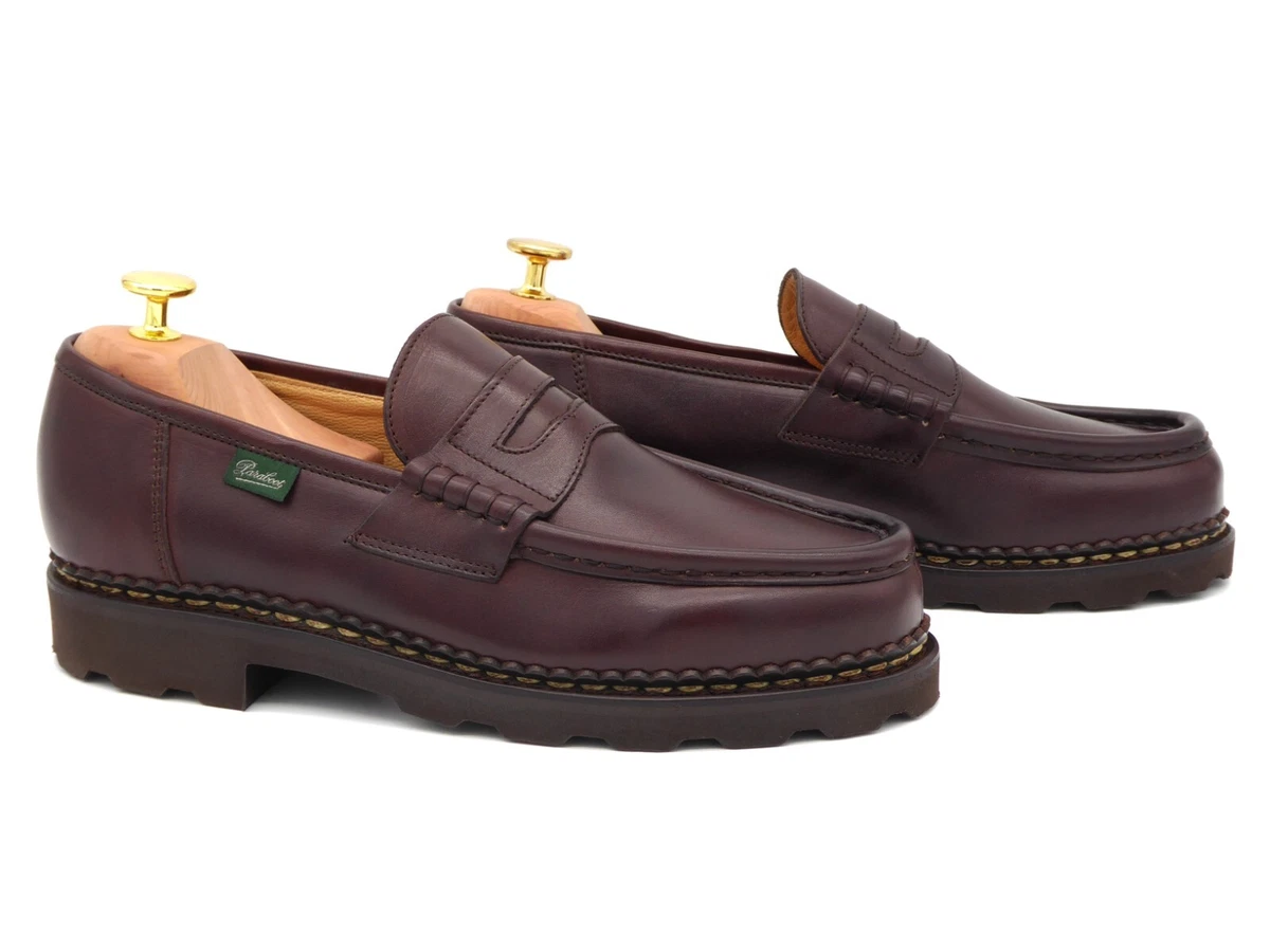 UK 6,5 - Paraboot Reims Lisse Cafe Norwegian Penny Loafers Shoes BNIB