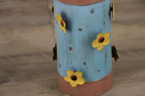 Hannas Handiworks Metal Rustic Distressed Metal Lantern Can Holder Blue 8x4" - Picture 3 of 3