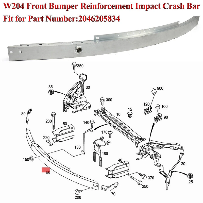 Front Bumper Reinforcement Impact Bar For Mercedes-Benz W204 C300 C400 2008-2014 Foto 2 de 4
