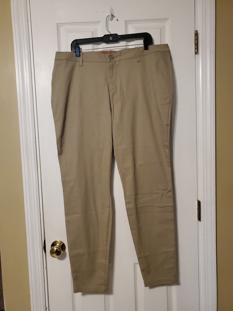 Dickies Pants Womens Tan Skinny Leg Mid Rise Juniors Size 18 NWT