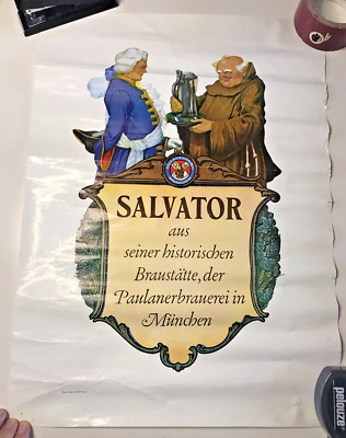 Paulaner Salvator Beer Poster München Munich Germany Advertising German Brewery