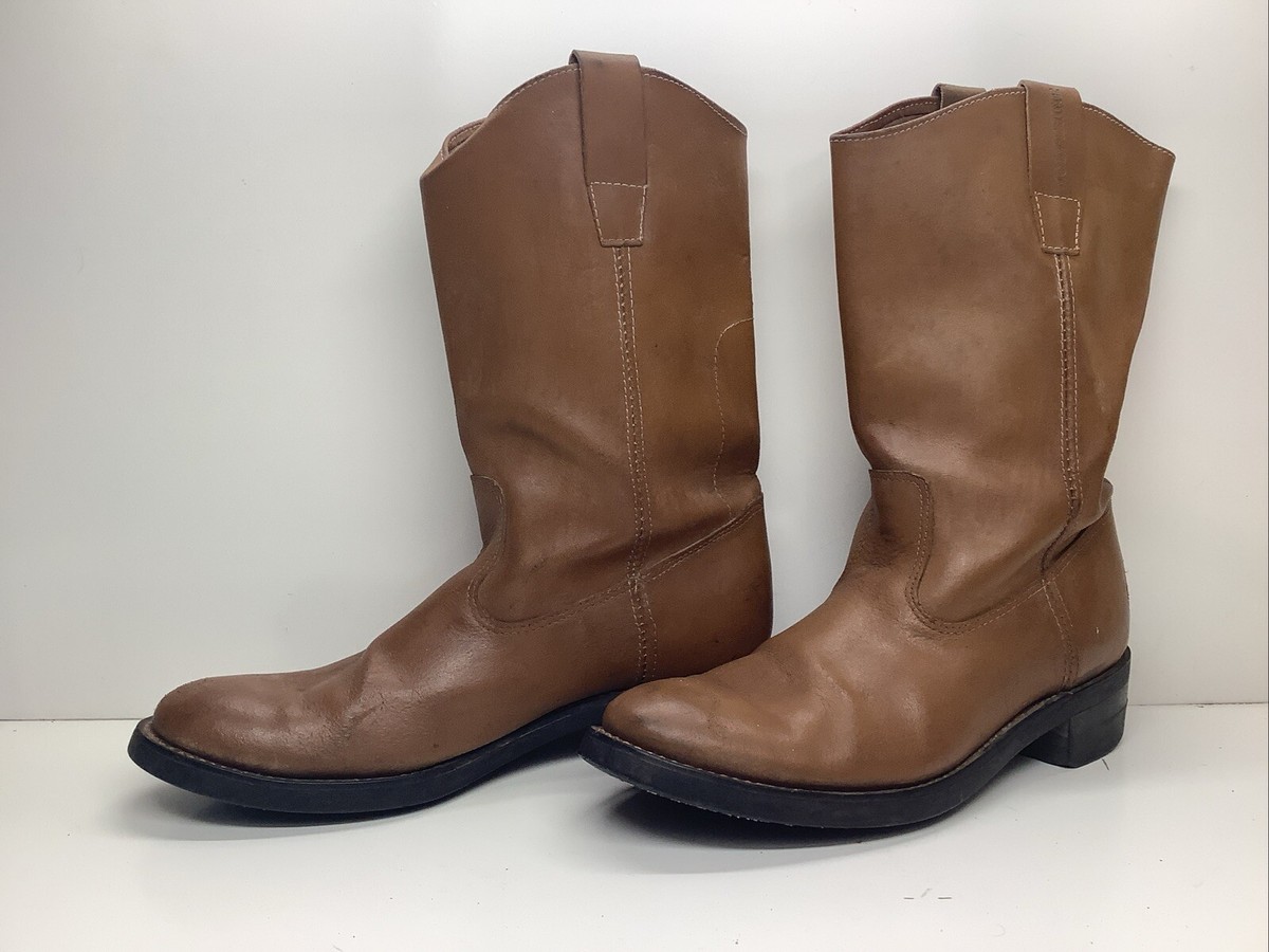 Wolverine Dark Brown Leather Cowboy Boots Wolverine Mens 11.5W brown leather square steel toe cowboy  main image 4