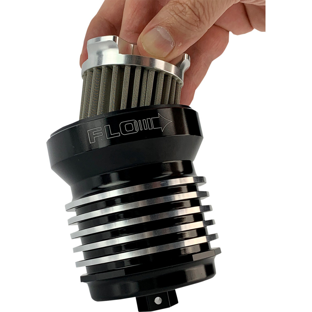 PC Racing FLO Spin On Stainless Oil Filter Blck w/Polished