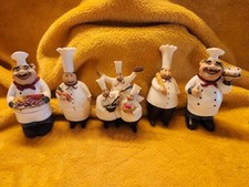 Decorative italian fat chef resin figurines 4 to 5 inches tall lot of 5