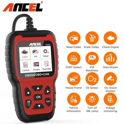 AS500 Automotive EOBD OBD2 Scanner Read Clear Codes Car Engine Diagnostic Tool 