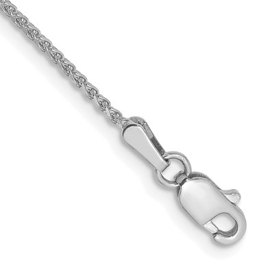 14 Karat Weißgold 1,2 mm massives diamantgeschliffenes Spiga-Kettenarmband 7 Zoll
