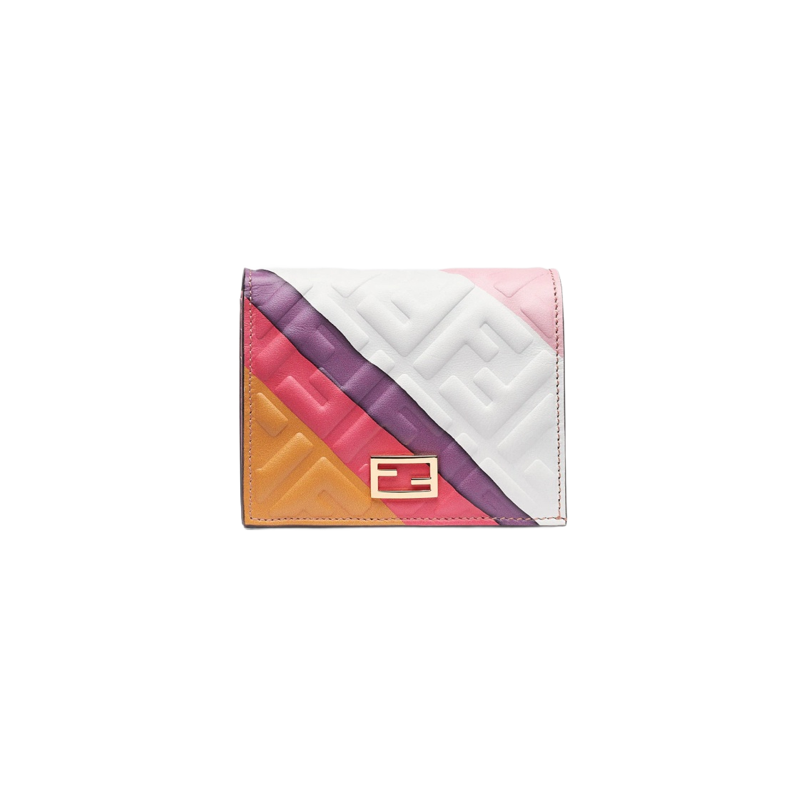 Fendi Pink Baguette Wallet with Gold-Tone Logo Hardware  