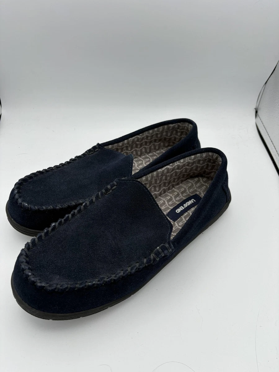 Lands End Men’s 12 outside lined hard sole puffer slippers shoes Navy Blue Lands End Men main image 3