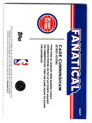 2025-26 Topps Chrome Cade Cunningham Fanatical Case Hit FAN-7 SSP 