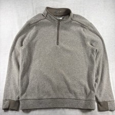Greg Norman Gray M 1/4 Zip Mock Neck Knit Pullover Sweater Men Shark Logo