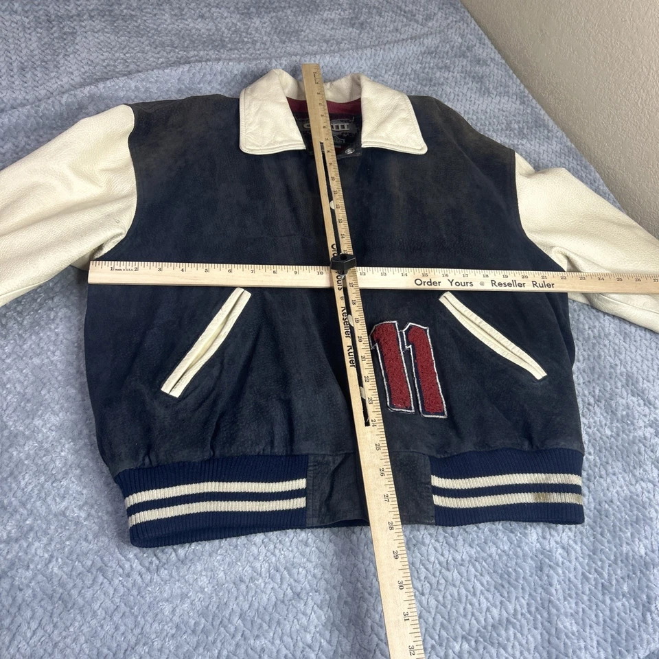 World Soccer Championship Leather Letterman Bomber Jacket Men's M Vintage 90s - Image 4 of 4