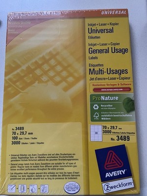 Avery Zweckform Etiketten Nr. 3489 mit 100 Blatt  Größe 70x29,7 Org/Neu