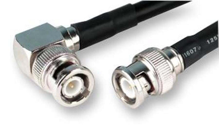 PRO SIGNAL - 90 Degree BNC Male to BNC Male RG59 Coaxial Lead, 1m, 75 Ohm
