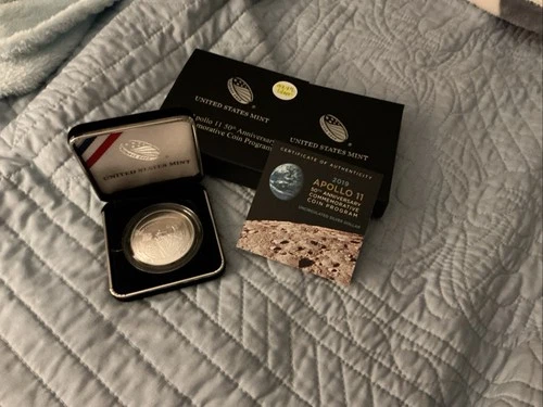 2019 Apollo 11 50th Anniversary UC Proof Silver Dollar With COA & Box DOMED!