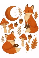 Cozy Woodland Fox DTF Transfer - Fall Autumn Design - Ready To Press