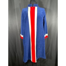 Vintage Vanity Fair Housecoat Bathrobe Zip Up Dressing Gown Royal Blue Pockets