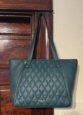 Vera Bradley Avery Bronze Green Quilted Leath...