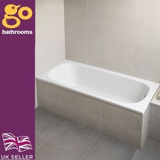 Acrylic Bath 1480 Straight Bath Tub White Soaking Space Saver Bath & Leg Set