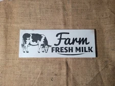 12" Farm Fresh Milk Sign – Rustic Farmhouse Kitchen Wall Décor