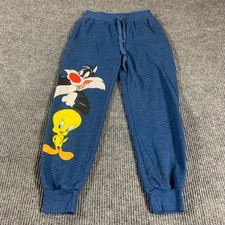 Looney Tunes Sweatpants Youth Medium 7 9 Joggers Sylvester Tweety Bird 24x25