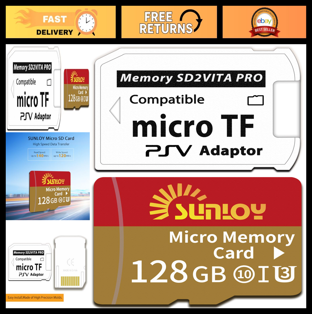 128GB PS Vita Memory Card Adapter, High-Speed microSDXC for PSV 128GB PS Vita Memory Card Adapter, High-Speed microSDXC for PSV