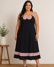 Bettie Page Las Vegas XL Cherry Print Retro Rockabilly Pinup Dress Milkmaid NEW