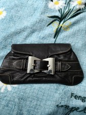 Gucci Hand Bag Black Leather with Green and Red Detail