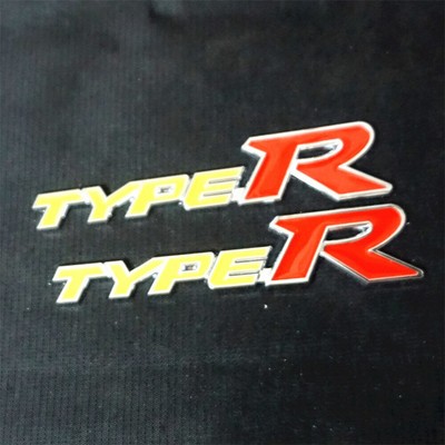 2x Silver Yellow Red TYPE-R Chrome Metal Decal Emblem Sticker Badge Coupe Fender