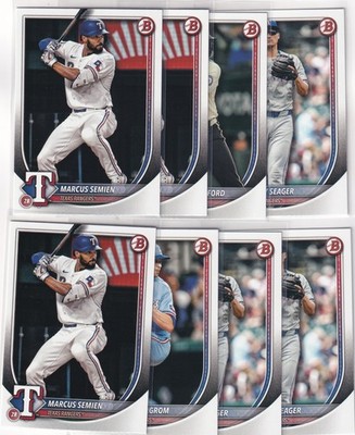 LOT (8) 2025 BOWMAN BASEBALL ''ALL'' TEXAS RANGERS SEAGER LANGFORD SEMIEN #3008