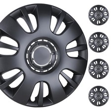 15 Inch Hubcaps Set of 4 Black Matte ABS Wheel Rim Cover for Iron Hub W5065