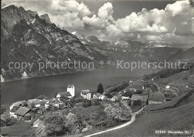 Obstalden general view with Lake Walen and Alpine panorama