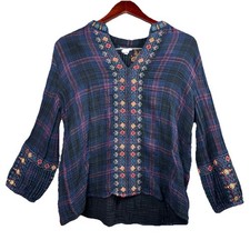 Johnny Was Workshop Plaid Southwest Embroider...