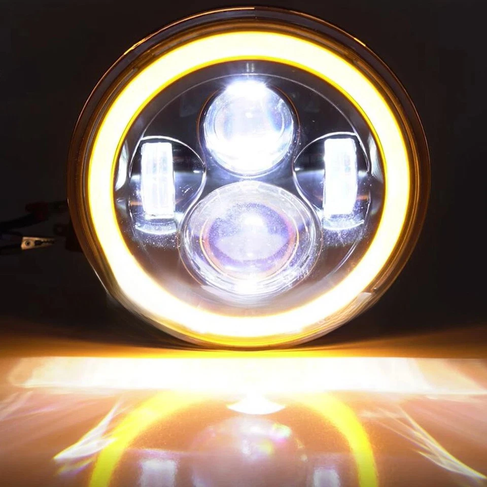 7" Inch Round LED Headlight For YAMAHA XJ XS 250 400 600 650 750 850 1100 Virago - Image 3 of 4