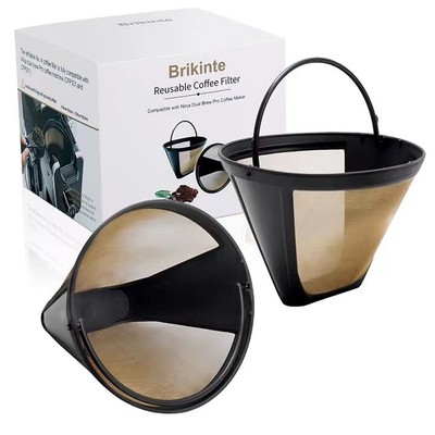 Herbruikbare No.4 Cone Koffiezetapparaat Filters voor Ninja Koffie Bar Brouwer Vervanging Permanente Mand Filter (2 Koffiefilters