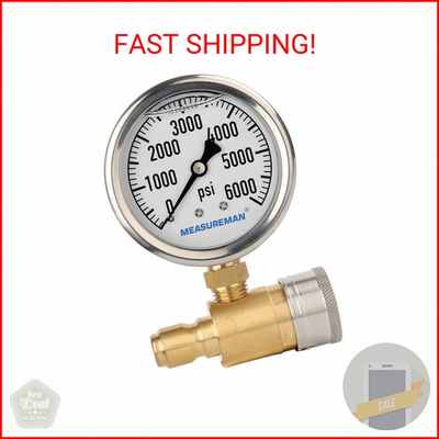 #ad MEASUREMAN 2 1 2quot; Pressure Washer Gauge Pressure Gauge Kit 3 8 Inch Quick Conn $29.37