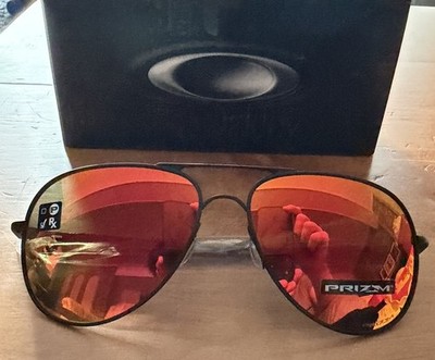 New OAKLEY ELMONT L Satin Black Prizm Ruby OO4119 60 1360 Aviator Sunglass Fire